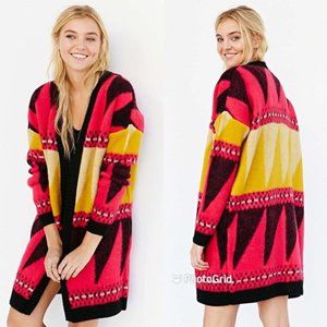 UO Geometric Pink/Yellow Cardigan